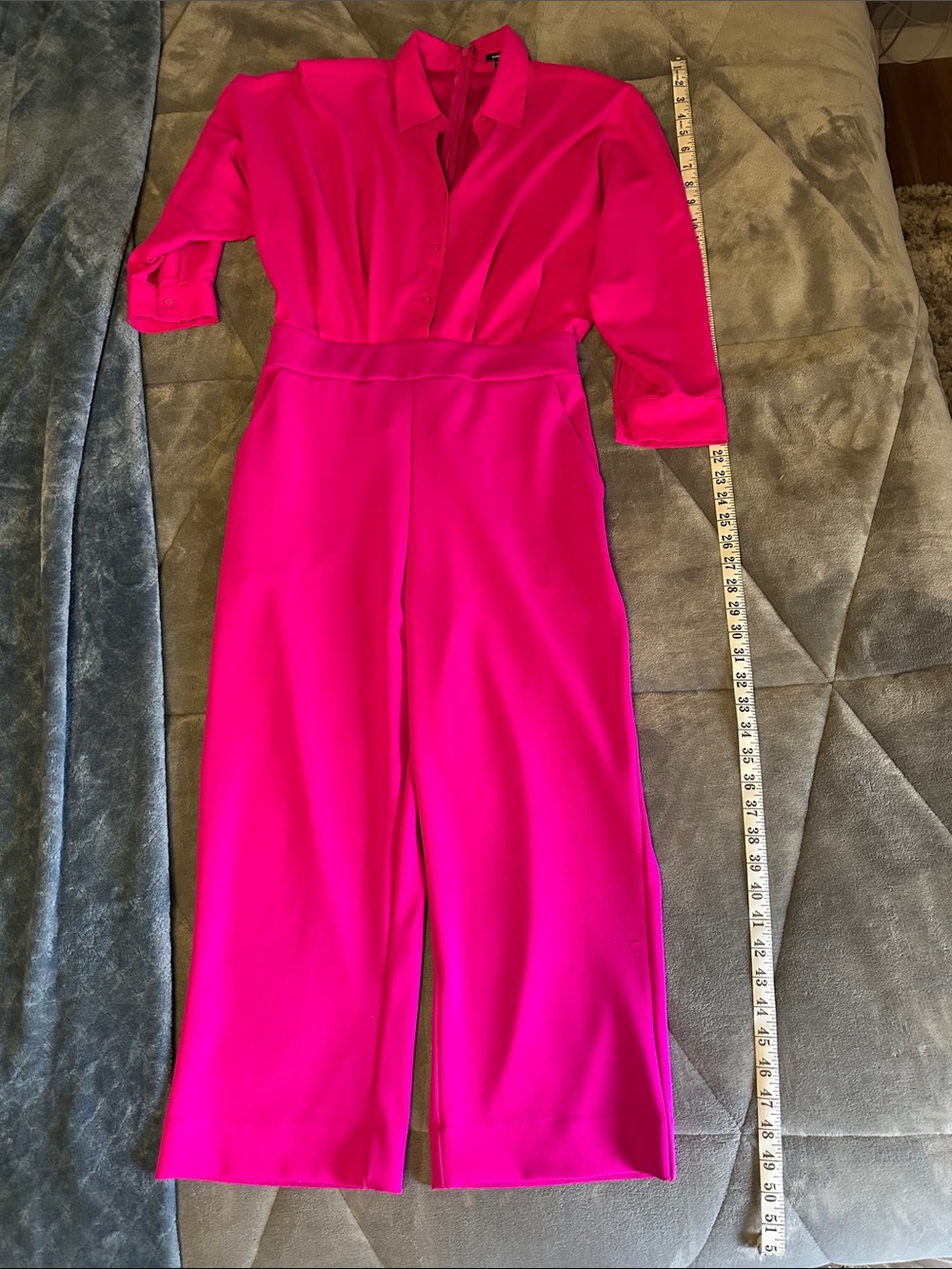 Express Vibrant Hot Pink Collared Jumpsuit